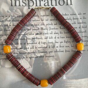 INDIGO RHINO DESIGNS Artisan Vintage African Recycled Record Disk Necklace: NWOT